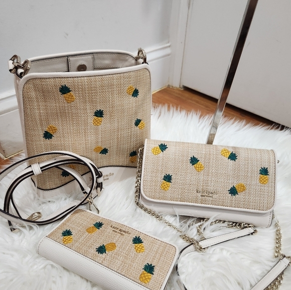 🔹Kate Spade🔹️ Darcy Small Pineapple Bag Set Of 3 Bundle Crossbody And  Wallet - Picture 13 of 15